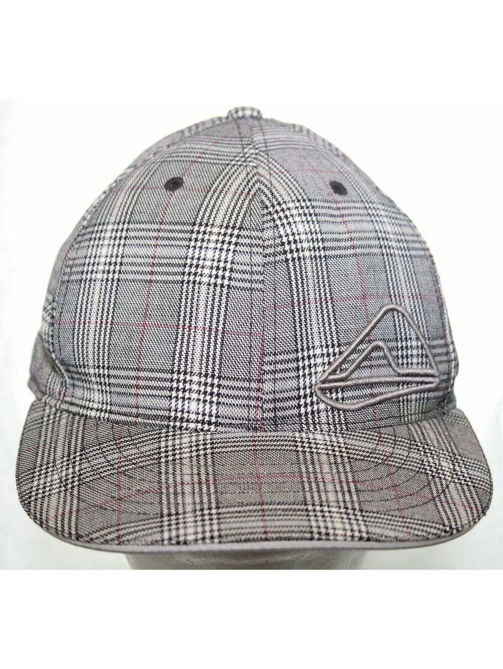 Reef Green is Good Houndstooth Plaid Cap Crimson Black & White Fitted Hat Large